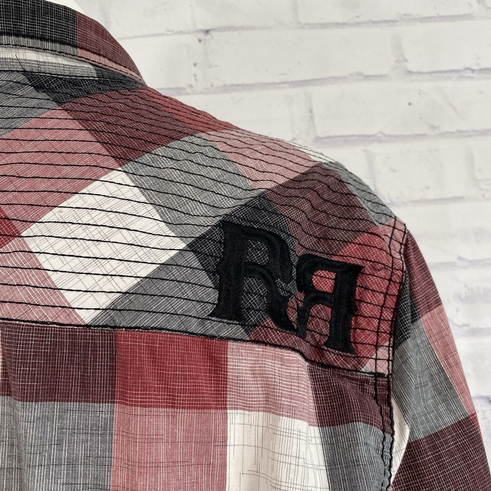 Rock Revival Shirt Men's Size 3XL SLIM Long Sleeve Pearl Snap Plaid Embroidered - Picture 9 of 16